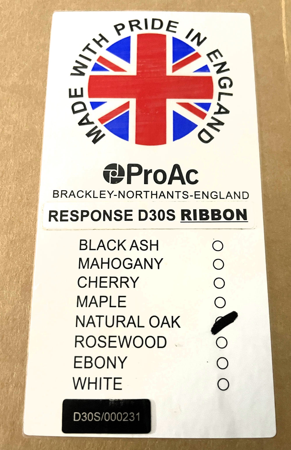 ProAc Response D30S loudspeakers in Natural Oak with ribbon tweeter.